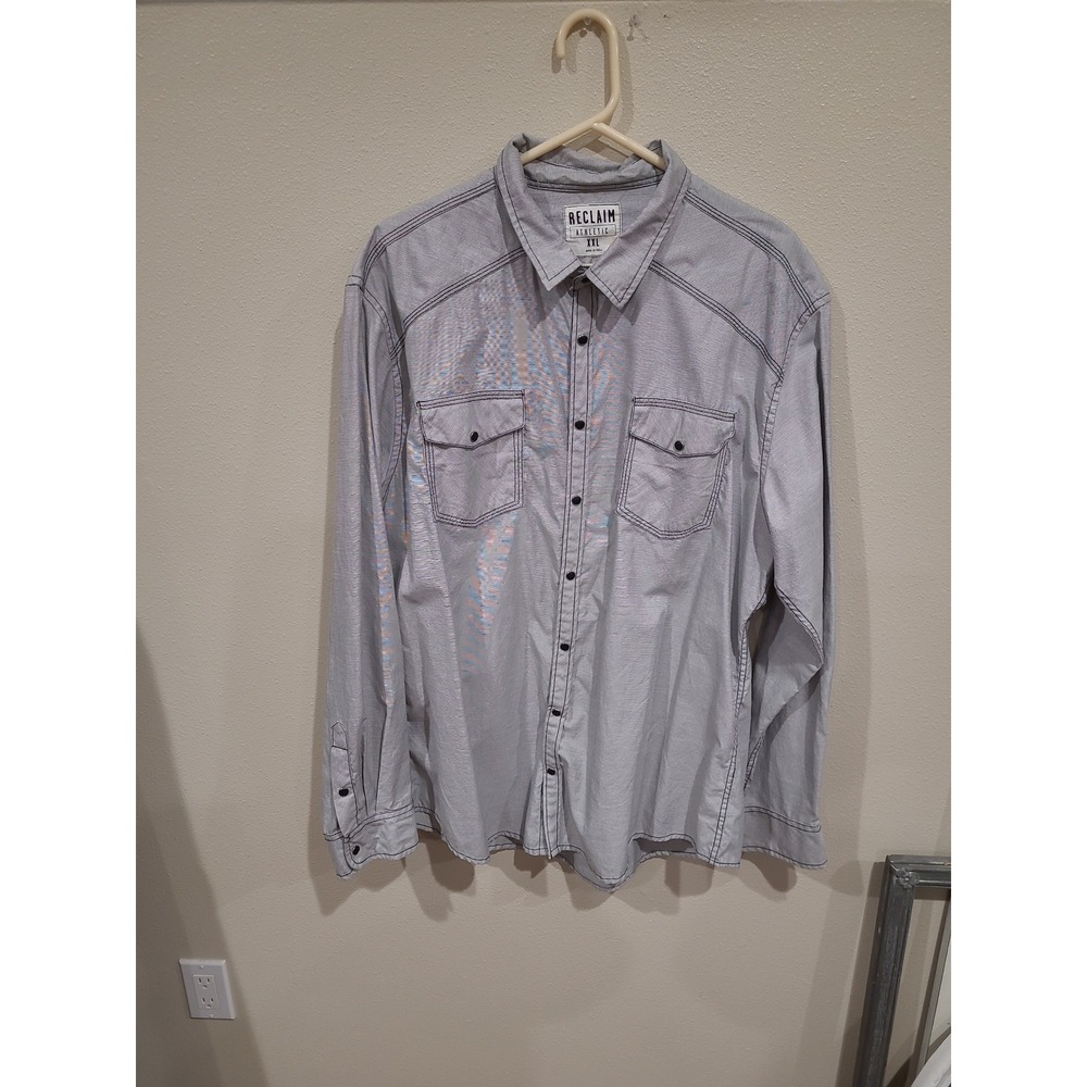 Reclaim athletic fit Men's SZ XXL Snap front Western‎ Grey shirt Cowboy Casual